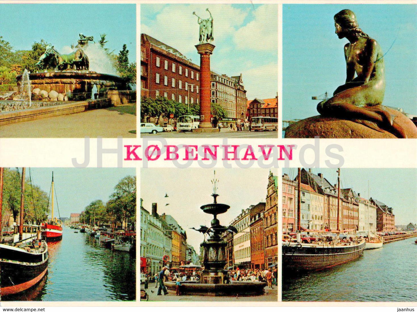 Copenhagen - Kopenhagen - Little Mermaid - boat - ship - multiview - 64 - Denmark - used - JH Postcards