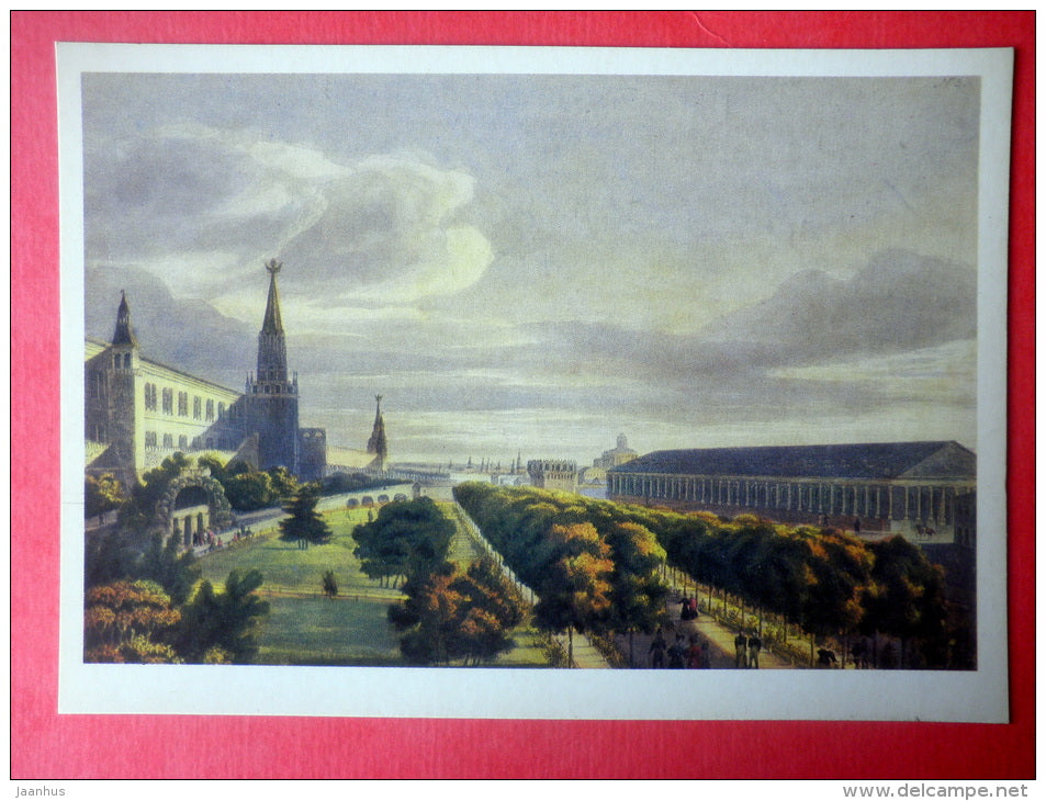 painting by Kadol Auguste-Antoine - Manezh and Kremlin Garden , 1825 - art - unused - JH Postcards