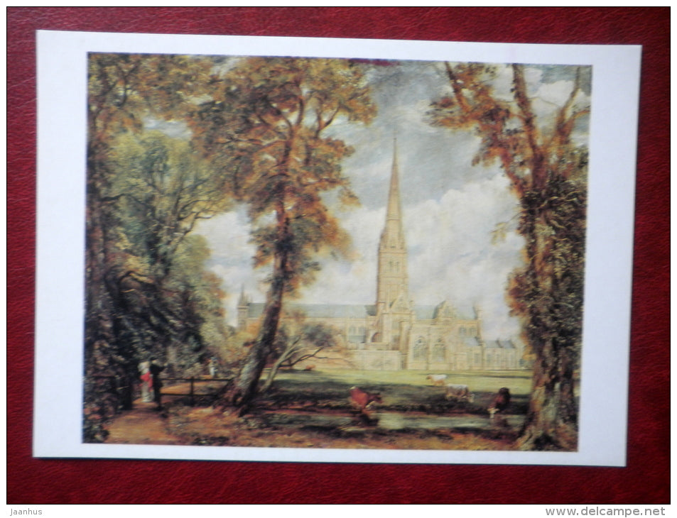 painting by John Constable - Salisbury Cathedral - english art - unused - JH Postcards