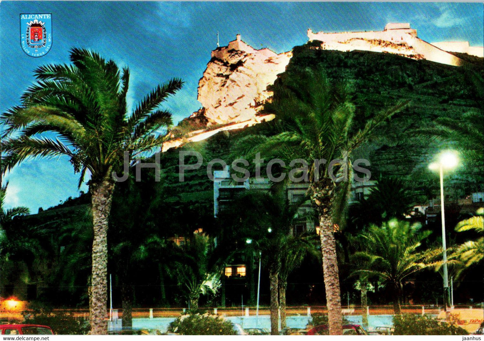 Alicante - Vista nocturna de Cabeza del Moro y Castillo - 93 - Spain - unused - JH Postcards