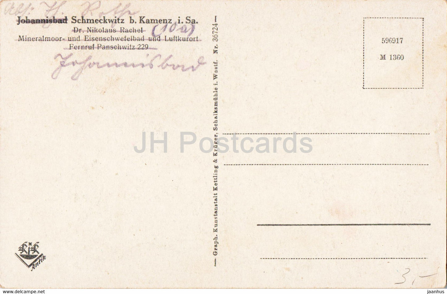 Blick nach dem Johannisbad - Johannisbad Schmückwitz - alte Ansichtskarte - Deutschland - gebraucht