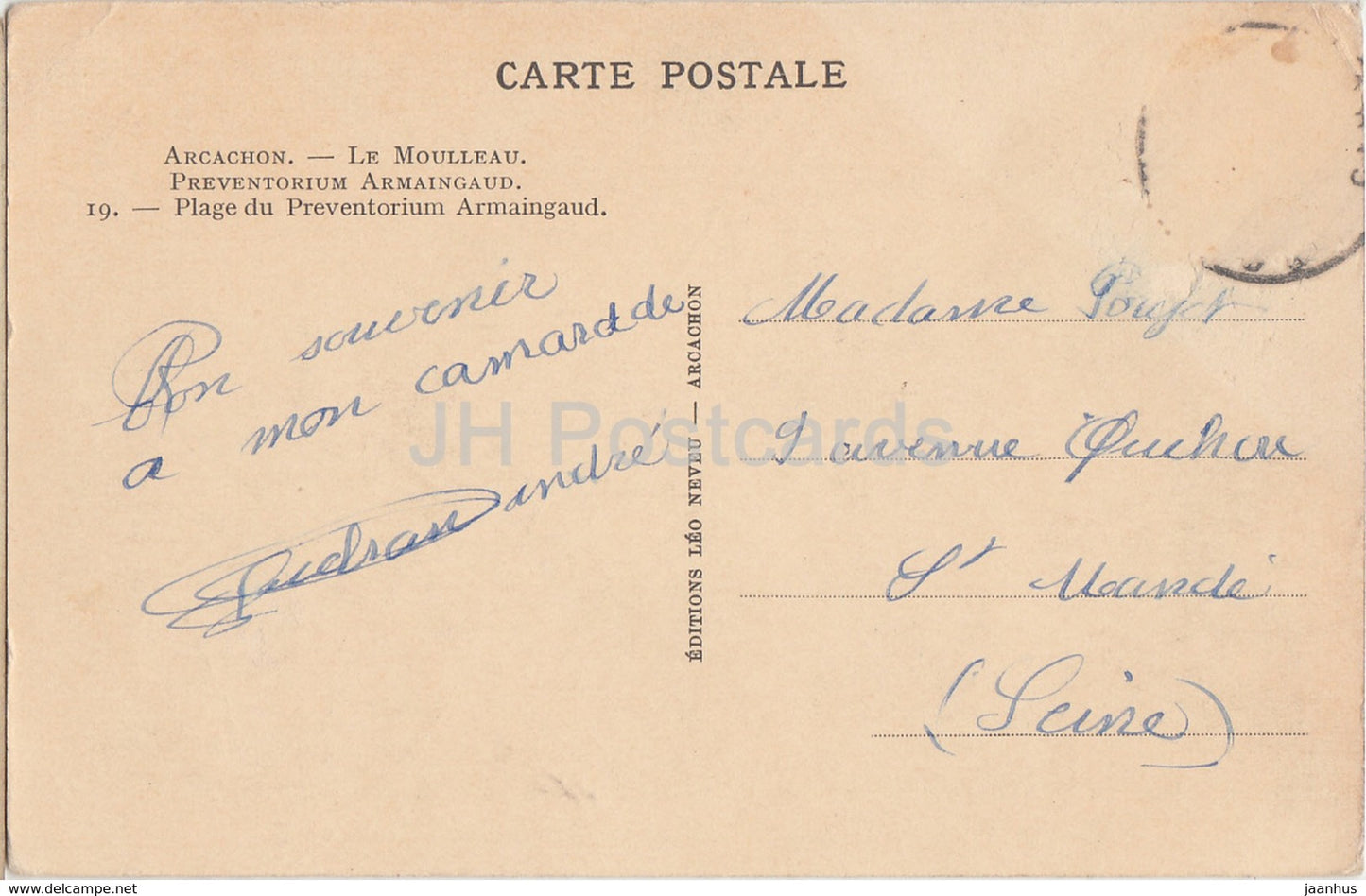 Preventorium Armaingaud - Plage du Preventorium Armaingaud - Strand - alte Postkarte - Frankreich - gebraucht