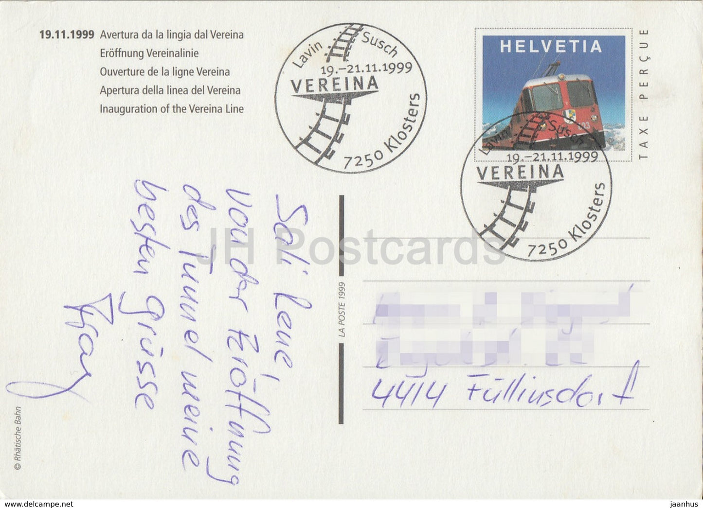 Eroffnung Vereinalinie - Inauguration of the Vereina Line - train - railway - 1999 - Switzerland - used