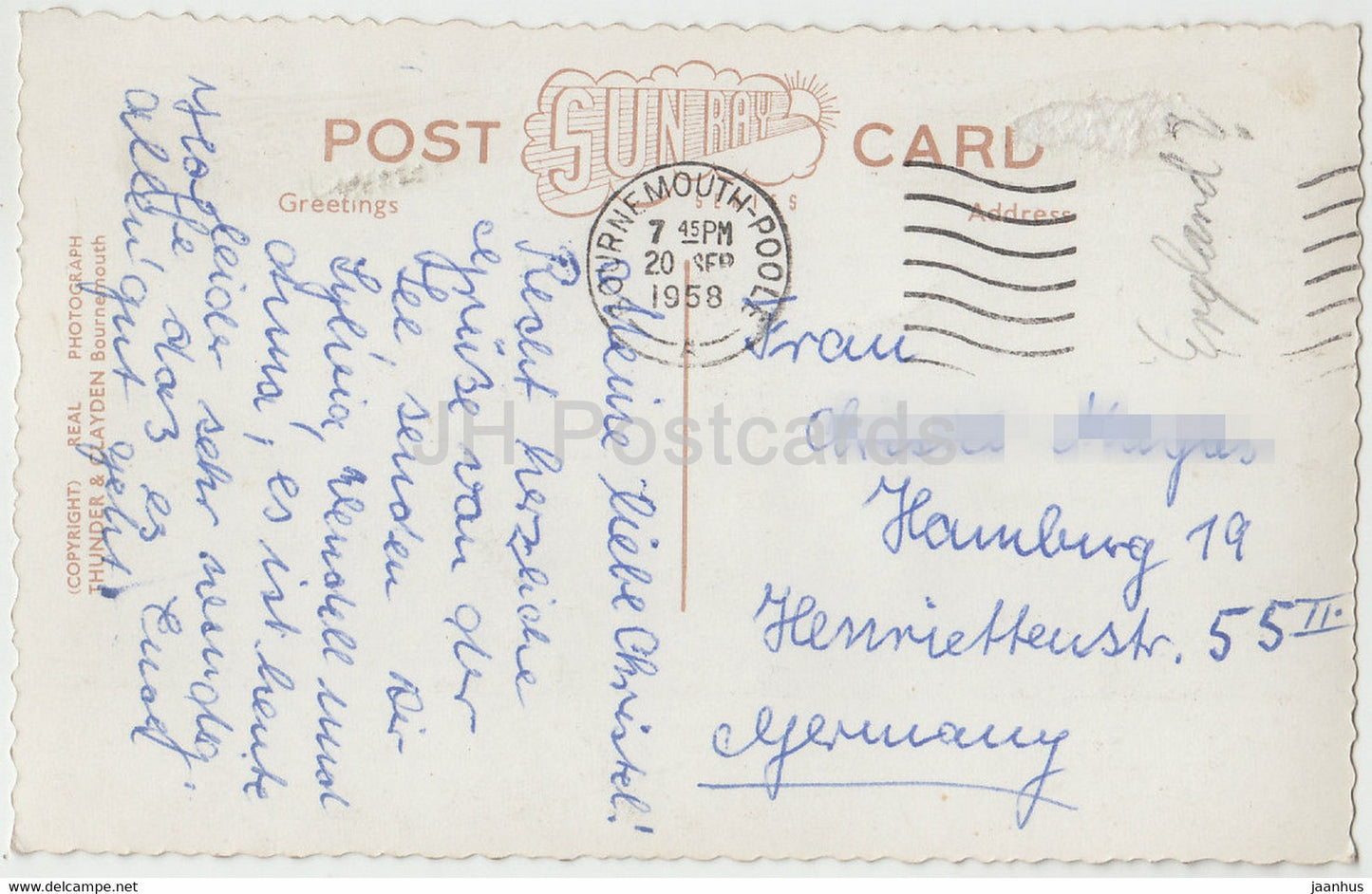 Ein Blick von der Westklippe – Bournemouth – 39 – alte Postkarte – 1958 – Vereinigtes Königreich – England – gebraucht
