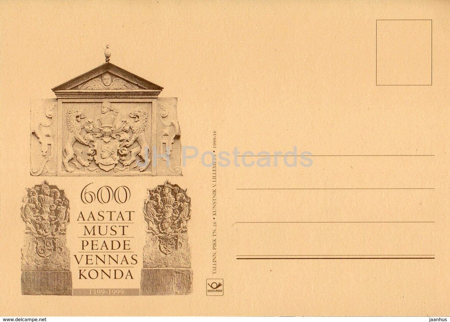 600th Anniversary of Brotherhood of Blackheads - 1999 - Estonia - unused - JH Postcards