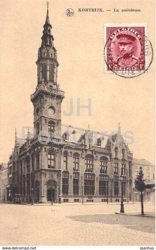 Kortrijk - La Postdomo - cathedral - Esperanto - old postcard - 1932 - Belgium - used - JH Postcards