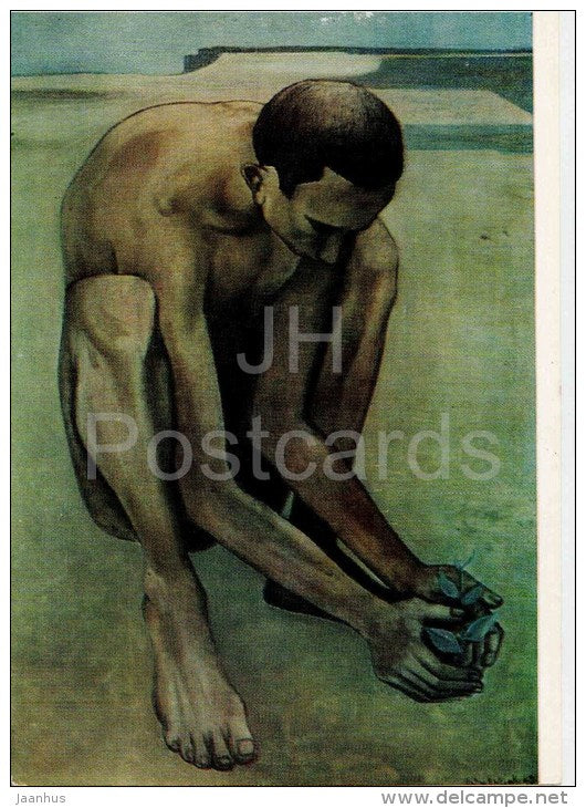 painting by A. Akopyan - Man and Plant , 1963 - armenian art - unused - JH Postcards