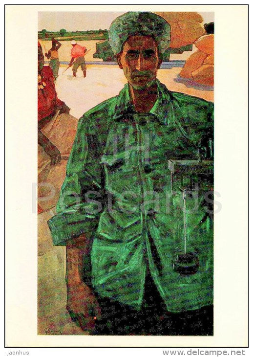 painting by I. Klychev - Portrait of Yazmurad Orazsakhatov , Hero of Socialist Labour , 1961 - turkmenian art - unused - JH Postcards