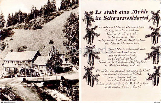 Es steht eine Muhle im Schwarzwaldertal - song lyrics - 1961 - Germany - used - JH Postcards