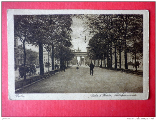 Mittelpromenade - Unter d Linden - Berlin - old postcard - Germany - sent from Germany Berlin to Leningrad Russia 1925 - JH Postcards