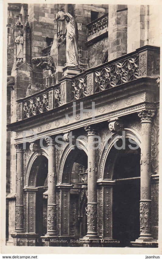Freiburg i B - Munster - Sudportal mit Madonna - cathedral - 344 - old postcard - Germany - unused - JH Postcards