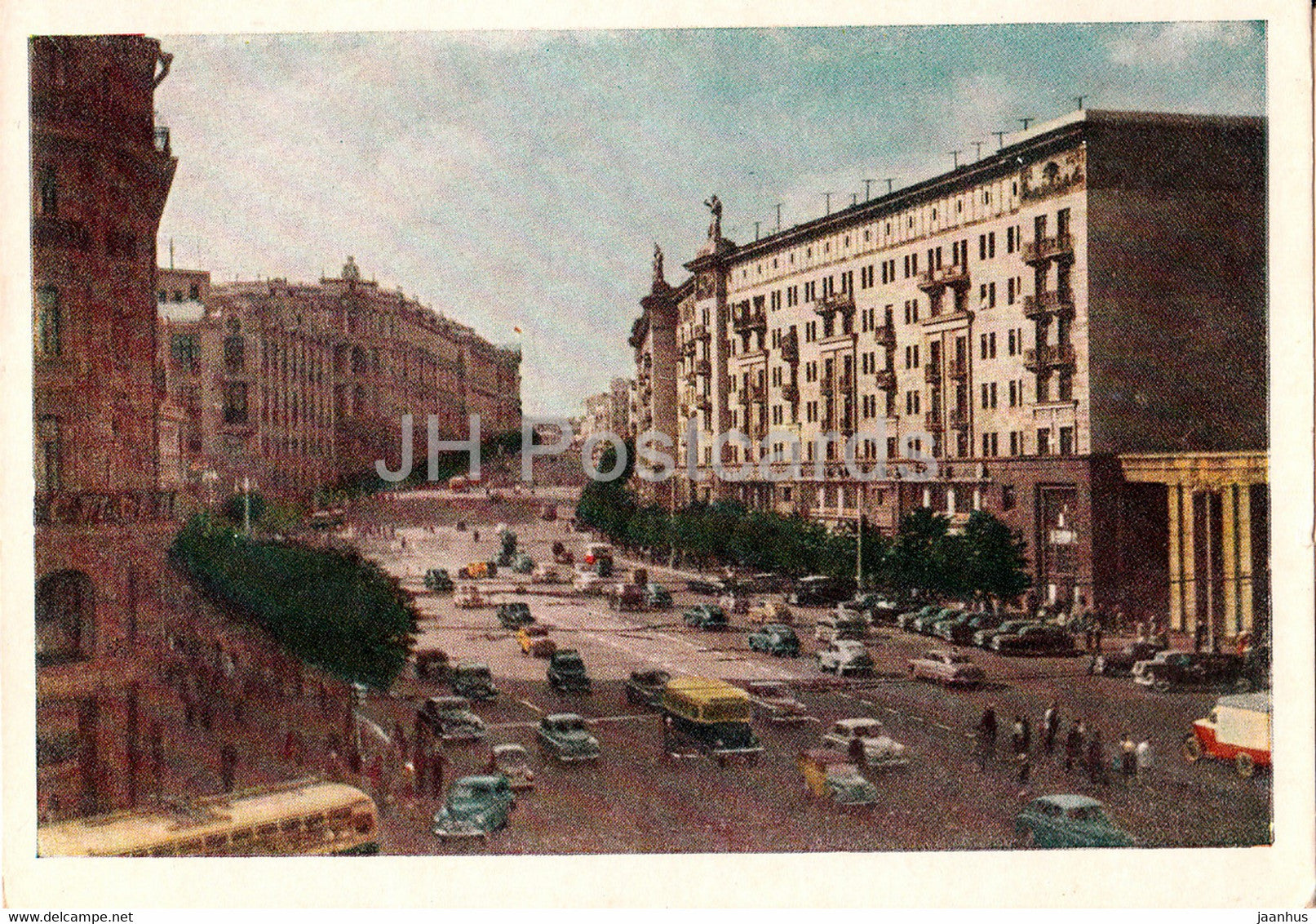 Moscow - Gorky street - traffic - 1958 - Russia USSR - unused - JH Postcards