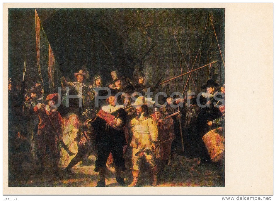 painting by Rembrandt - Nightwatch , 1642 - Dutch art - 1973 - Russia USSR - unused - JH Postcards