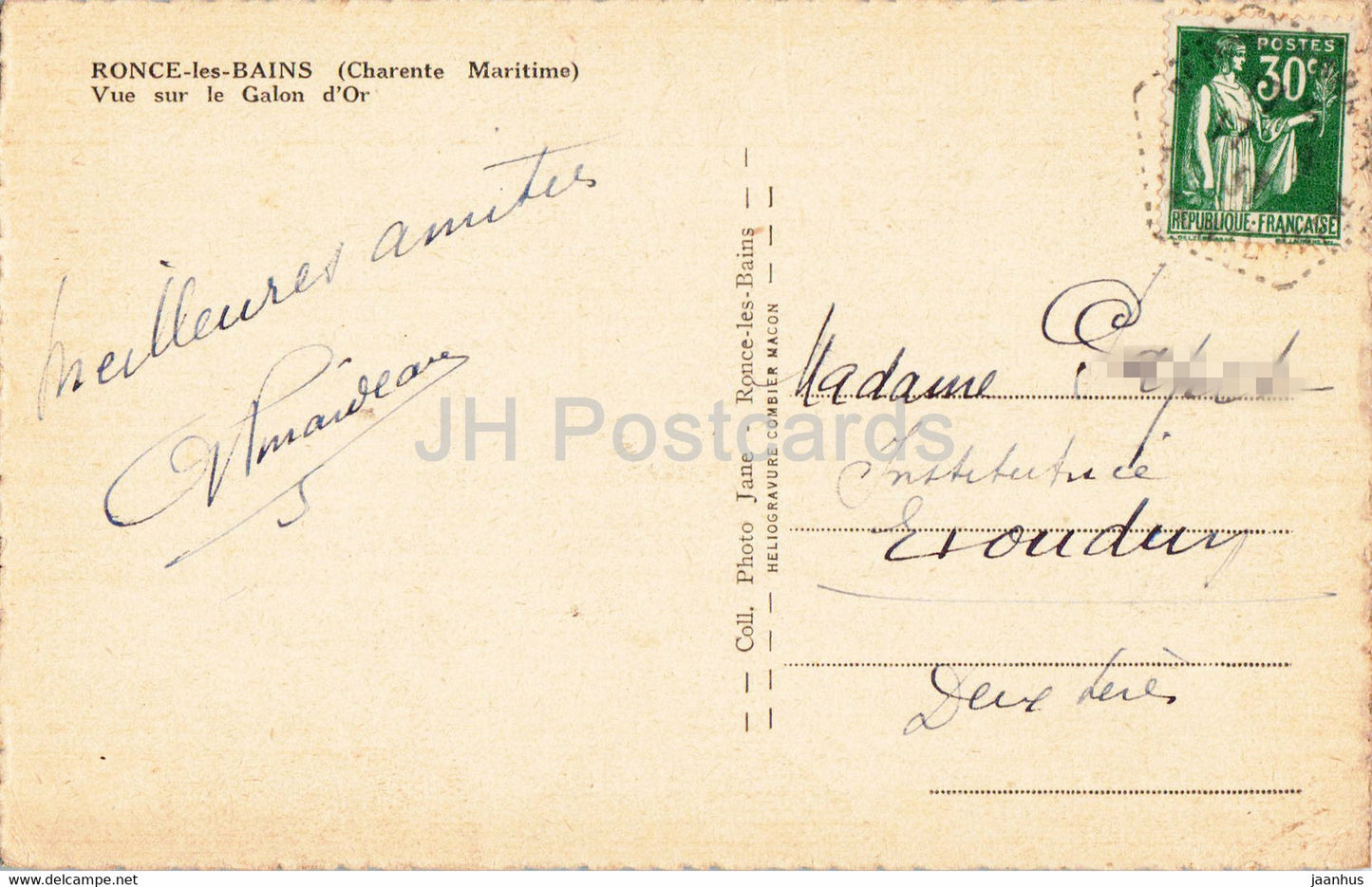 Ronce les Bains - Vue sur le Galon d'Or - carte postale ancienne - France - occasion