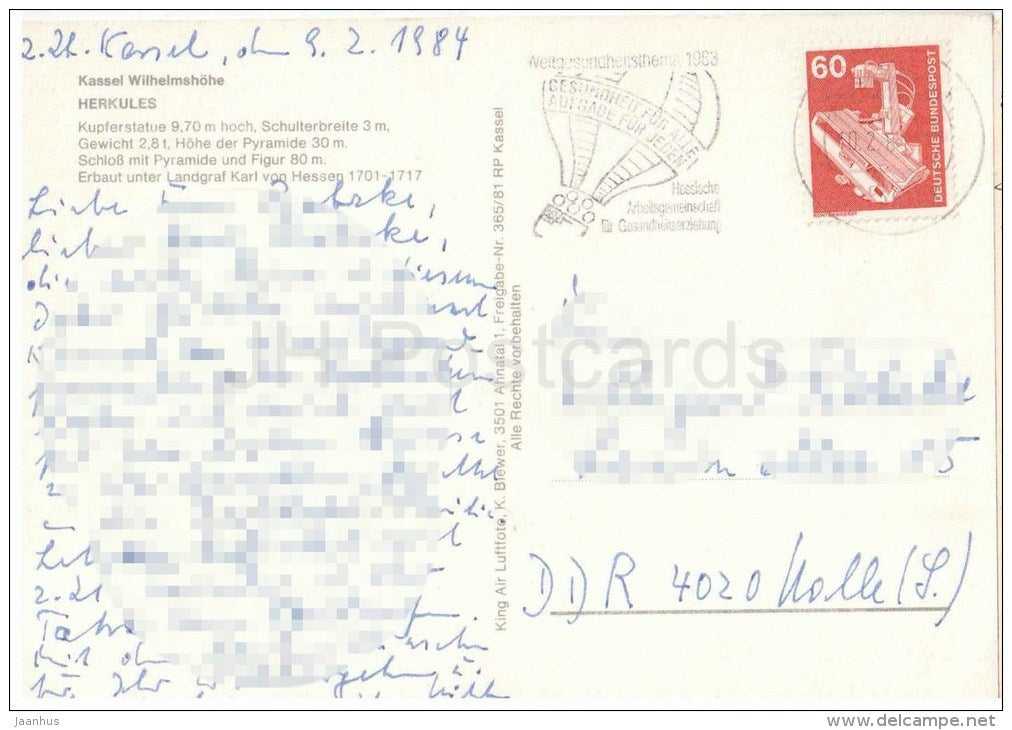 Kassel Wilhelmshöhe - Herkules - Germany - 1984 gelaufen - JH Postcards