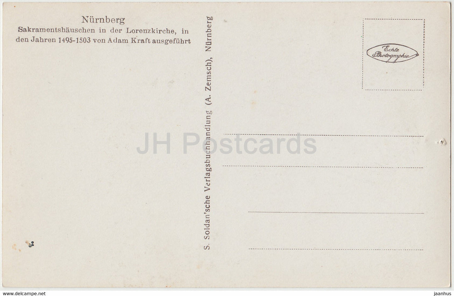 Nürnberg - Sakramenthauschen in der Lorenzkirche - Kirche - alte Postkarte - Deutschland - unbenutzt