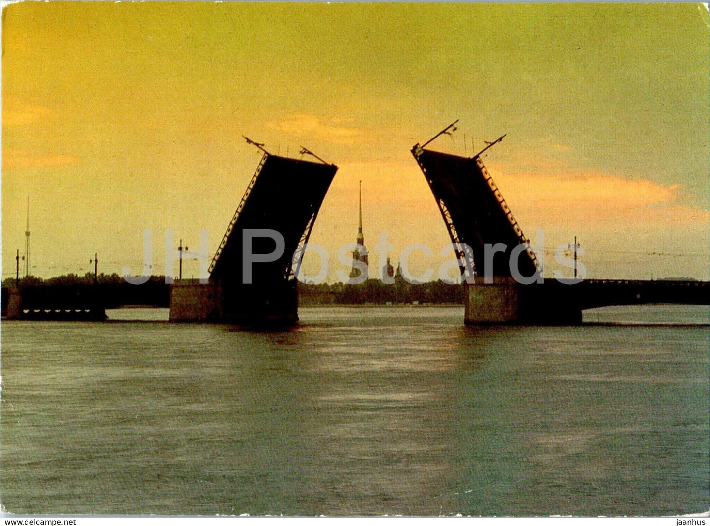 Leningrad - St Petersburg - The Neva river during a White Night - bridge - Aeroflot - Russia USSR - unused - JH Postcards