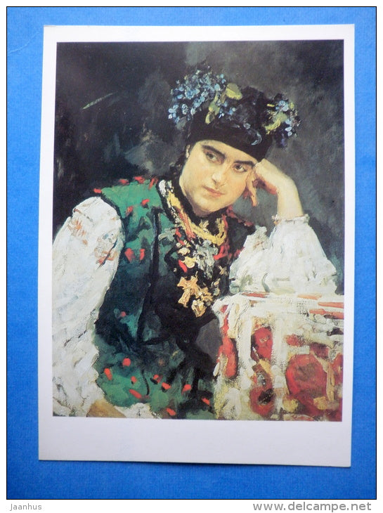 painting by V. A. Serov - Portrait of Sofia Dragomirova , 1895 - russian art - unused - JH Postcards