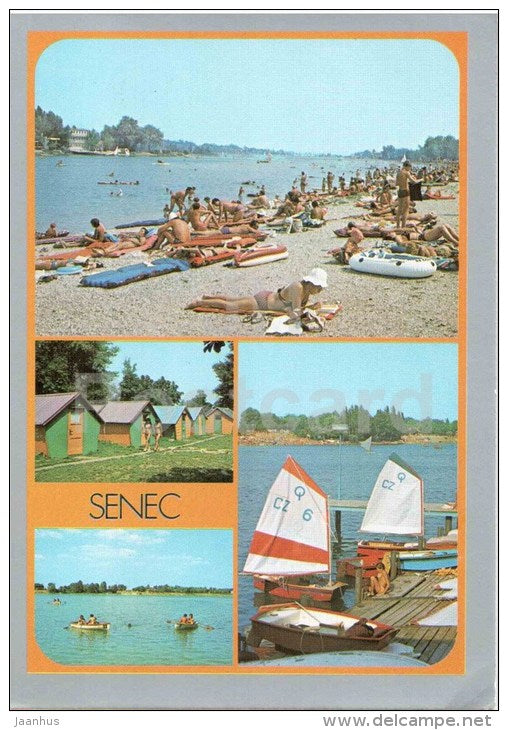 Senec - Slnecne lakes - beach - sailing boat - camping area - Czechoslovakia - Slovakia - unused - JH Postcards