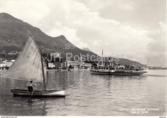 Gardone Riviera - Lago di Garda - sailing boat - steamer Trento - ship - 1952 - Italy - used - JH Postcards