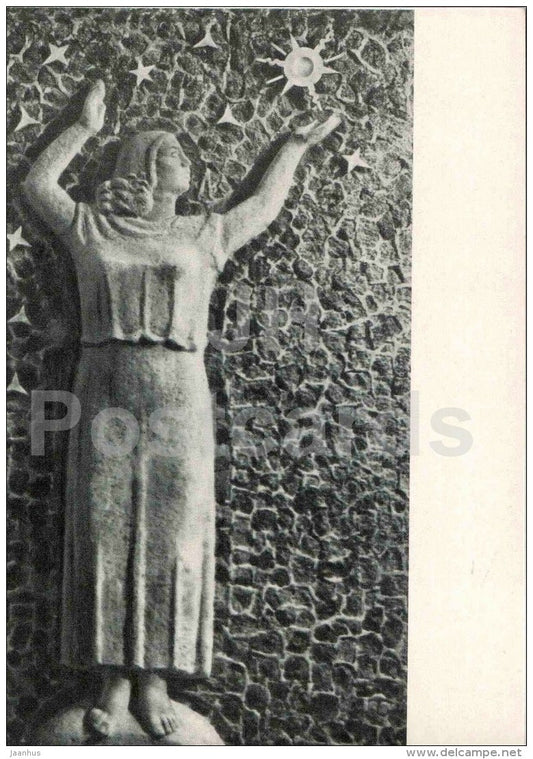 sculpture by Juozas Mikenas - Our Sun , 1962 - woman - lithuanian art - unused - JH Postcards