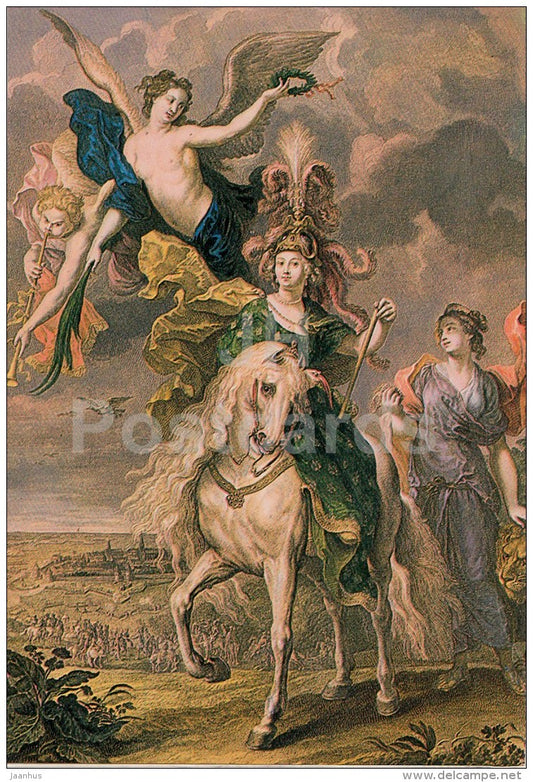Marie de Medici leaving for Pont-de-Ce - horse - angel - Mirbach´s Palace - art - Slovakia - unused - JH Postcards