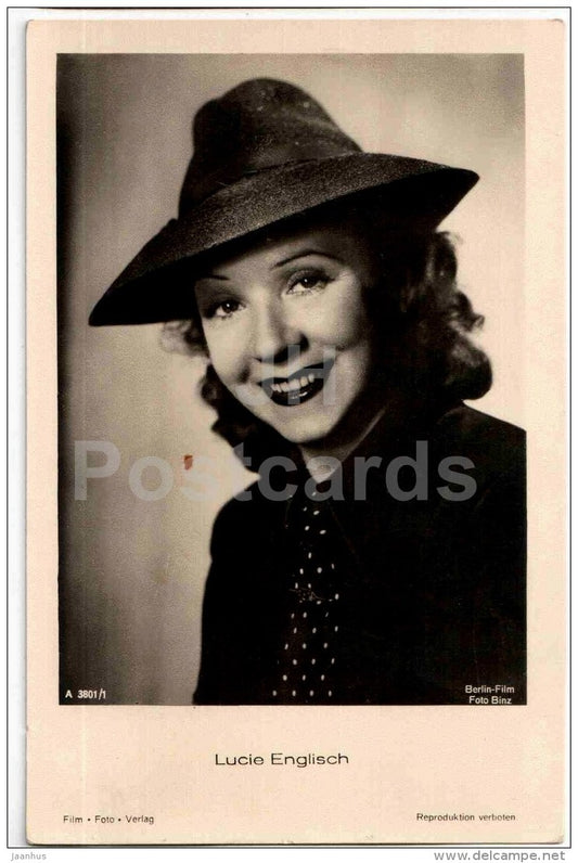 Lucie Englisch - movie actress - hat - 3801/1 film - old postcard - Germany - unused - JH Postcards
