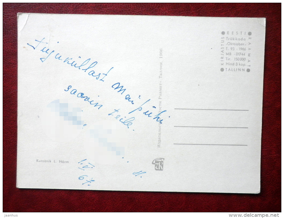 May 1st Greeting Card - by L. Härm - globe - europe flags - 1966 - Estonia USSR - used - JH Postcards