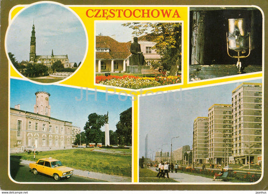 Czestochowa - Jasna Gora - church - monastery - monument - museum - car Polski Fiat - multiview - Poland - used - JH Postcards