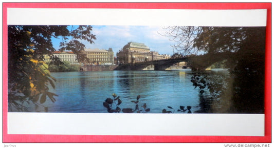 National Theatre - bridge - Prague - Praha - Czech Republic - Czechoslovakia - unused - JH Postcards