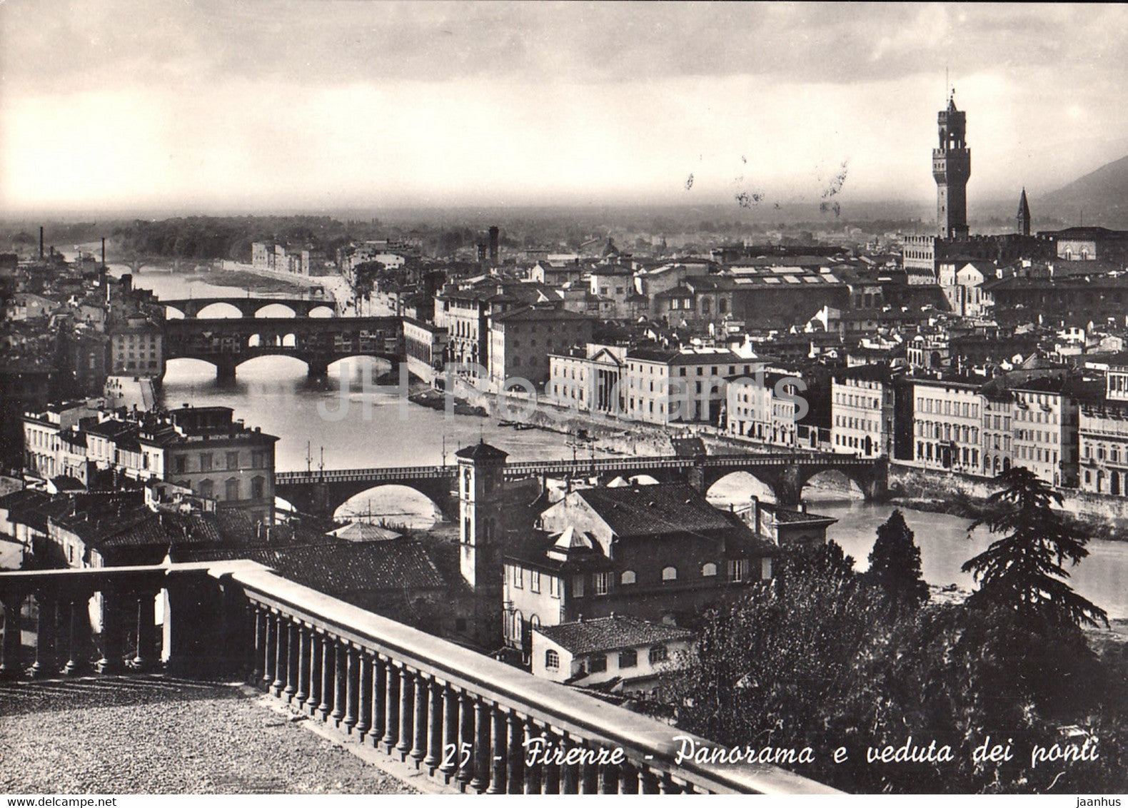 Firenze - Florence - Panorama e veduta dei ponti - panorama and bridges view - old postcard - 1954 - Italy - used - JH Postcards
