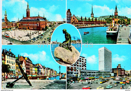 Copenhagen - Town Hall Square - Little Mermaid - anchor - Multiview - 954 - Denmark - unused - JH Postcards