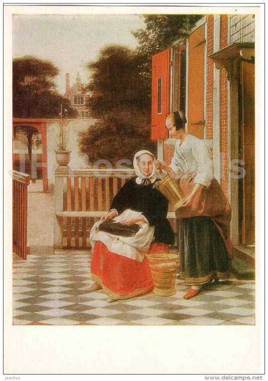 painting by Pieter de Hooch , Mistress and Her Maid , ca 1660 - Dutch art - Netherlands - 1981 - Russia USSR - unused - JH Postcards