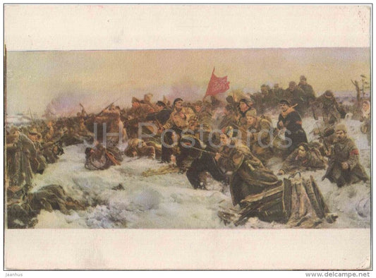 painting by soviet russians - The birth of the Red Army - battle - war - soldiers - russian art - unused - JH Postcards