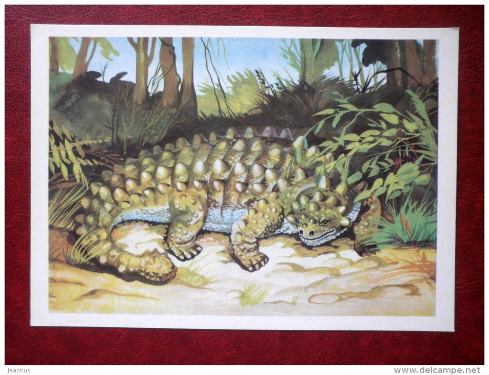 Pinacosaurus - dinosaurs - Illustration by I. Chevereva - 1983 - Russia USSR - unused - JH Postcards