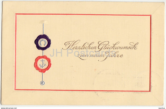 New Year Greeting Card - Herzlichen Gluckwunsch zum Neuen Jahre - BR - old postcard - 1907 - Germany - used - JH Postcards
