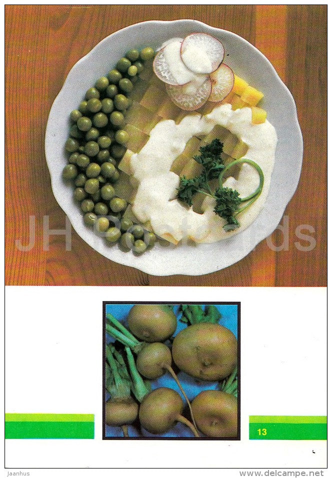 Turnip in Milk Souce - Vegetable Dishes - recipes - 1990 - Russia USSR - unused - JH Postcards