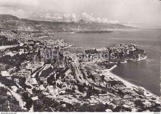 Le Rocher - Monte Carlo - Au Fond Le Cap Martin et l'Italie - old postcard - 1952 - Monaco - used - JH Postcards