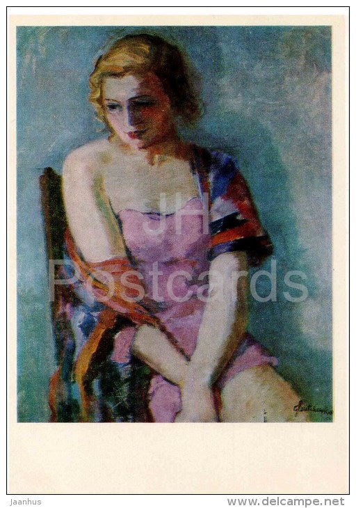 painting by M. Hlushchenko - Portrait of a woman , 1934 - ukrainian art - unused - JH Postcards