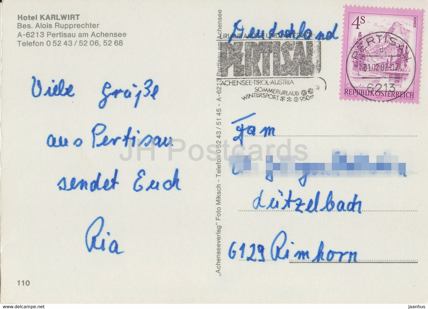 Hotel Karlwirt - Pertisau am Achensee - 1982 - Österreich - gebraucht