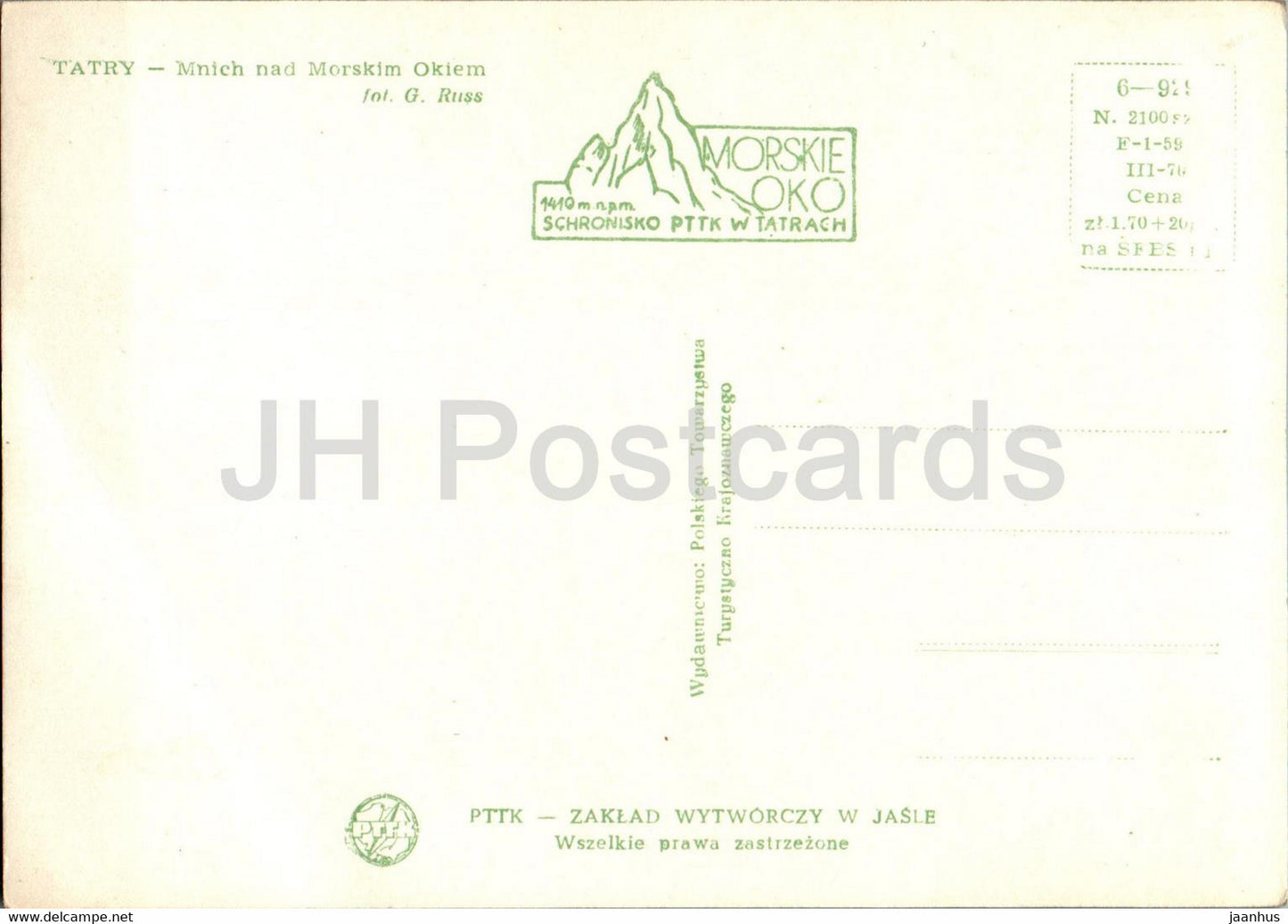 Tatry - Tatras - Mnich nad Morskim Okiem - 1 - Poland - unused