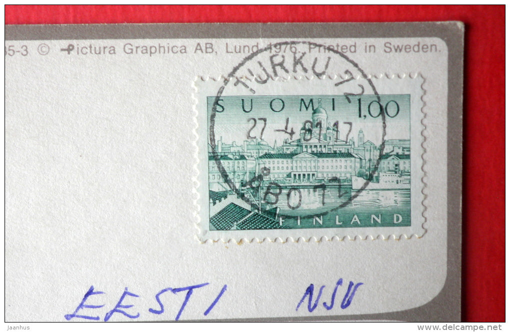 illustration by Carl Larsson - Pontus on the Floor - child - Sweden - sent from Finland Turku to Estonia USSR 1981 - JH Postcards