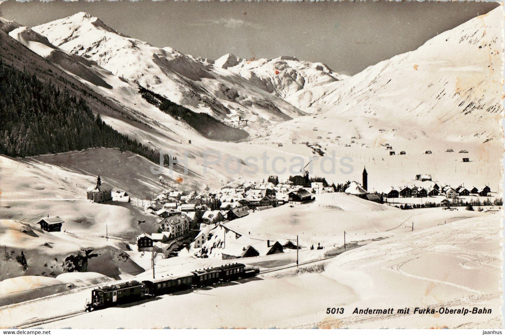 Andermatt mit Furka Oberalp Bahn - railway - train - Feldpost - 5013 - old postcard - Switzerland - used - JH Postcards