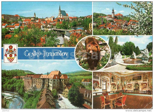 Cesky Krumlov - castle - architecture - brown bear - Czechoslovakia - Czech - used 1982 - JH Postcards
