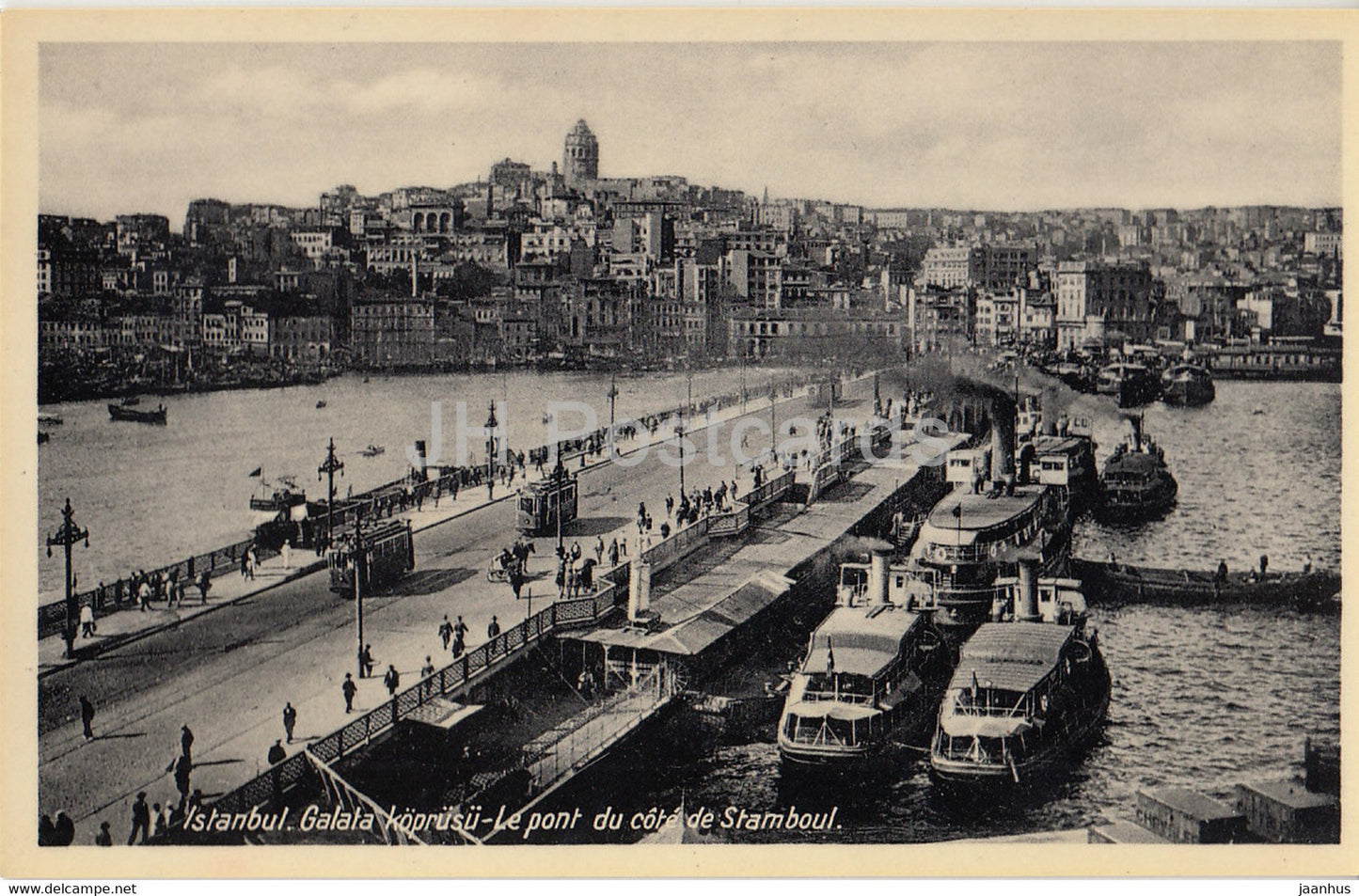 Istanbul - Le Pont du cote de Stamboul - ship - old postcard - Turkey - unused - JH Postcards