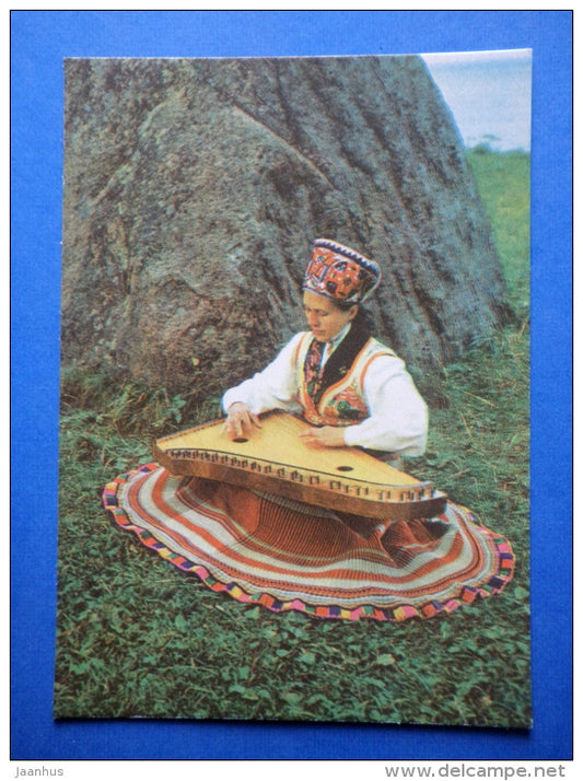 Chromatic Zither - Estonian folk instruments - folk costume - 1979 - Estonia USSR - unused - JH Postcards