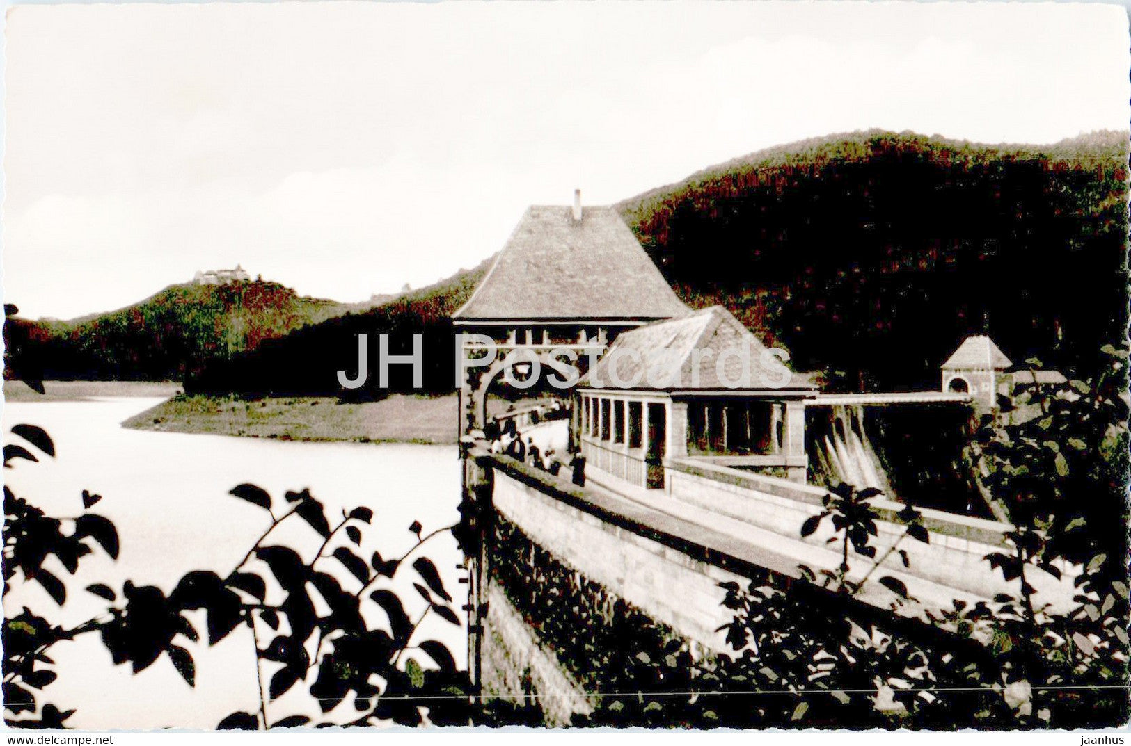 Edersee Sperrmauer mit Burg Waldeck - old postcard - Germany - unused - JH Postcards