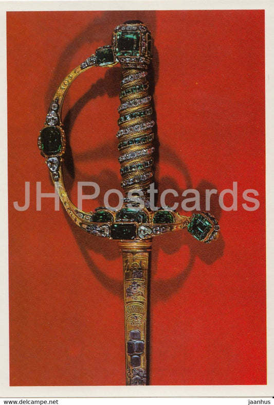 Degen aus der Smaragdgarnitur des sachsisches Kronschatzes - rapier - Grunes Gewolbe - DDR Germany - unused - JH Postcards