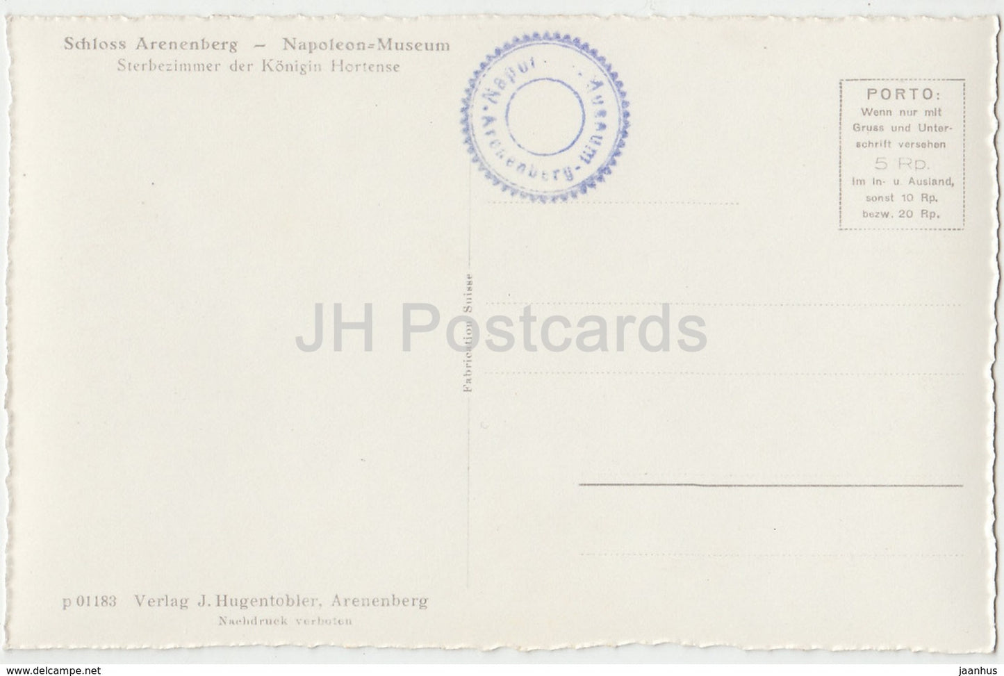 Schloss Arenenberg - Napoleon-Museum - Gästezimmer der Königin Hortense - 01183 - Schweiz - alte Postkarte - unbenutzt