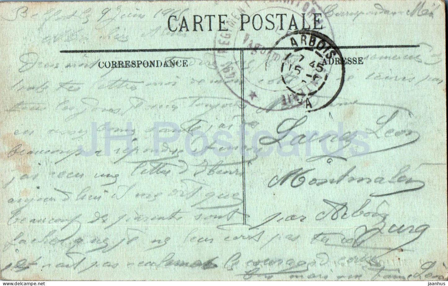 Belfort - La Place de la Republique et le Boulevard Carnot - military mail - 69 - 1915 - old postcard - France - used